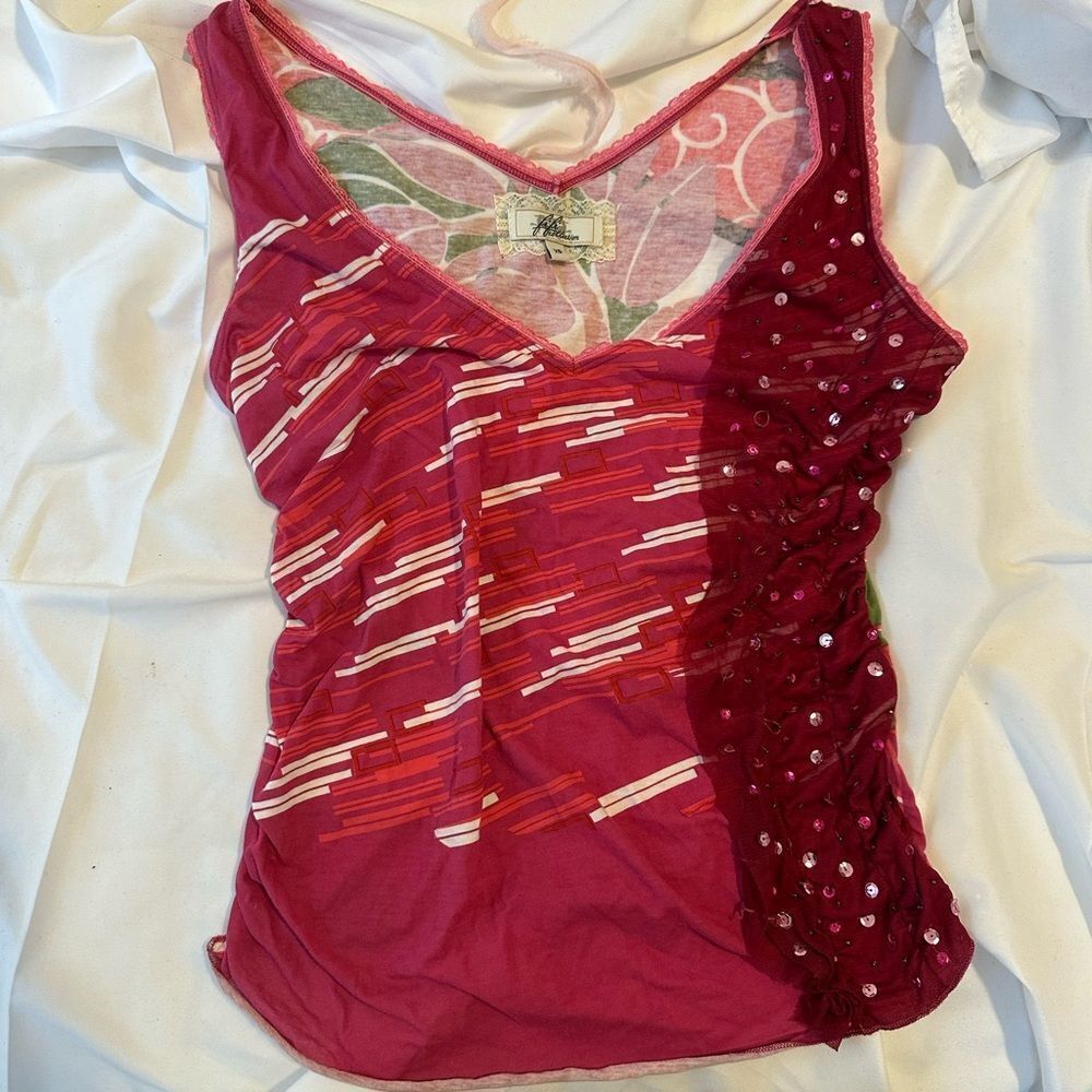 Elegant Pink Sequin Women's Camisole
